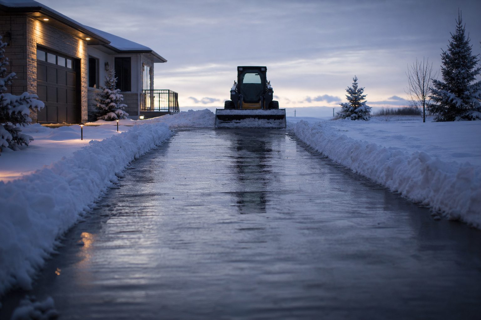 Snow cleared from a residential driveway in Saskatoon after an overnight storm